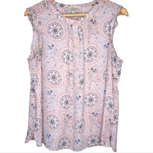 LOFT Pink Paisley Ruffle Blouse